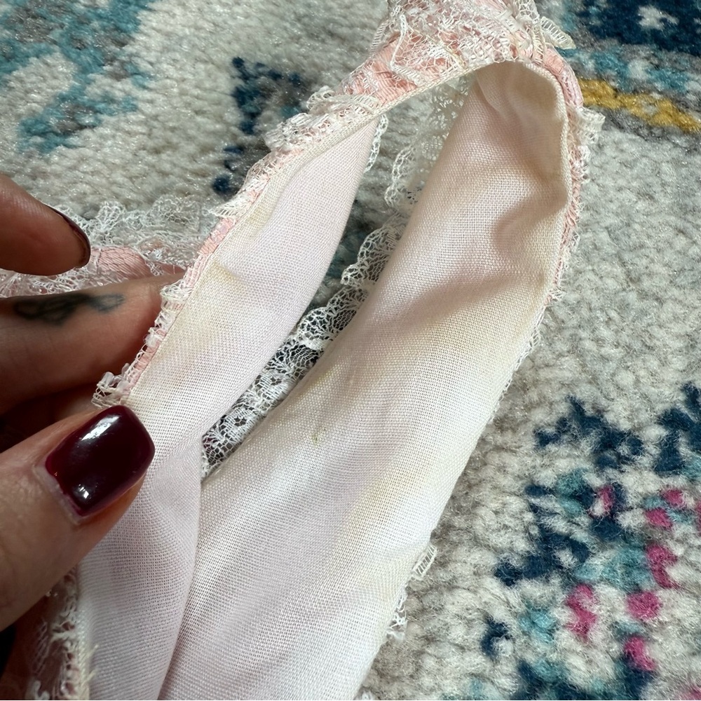 Vintage 50s/60s Pink Lace Ruffle Babydoll Dress - Picture 8 of 9